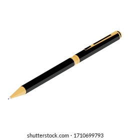 Ballpoint pen isolated on white background isometric view vector