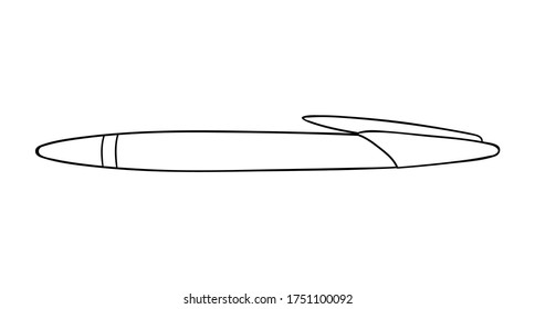 Icono de la línea de la pluma de punto de enlace. Papel de color vectorial, material de escritura, material de oficina o material escolar aislado en fondo blanco. Estilo de la caricatura