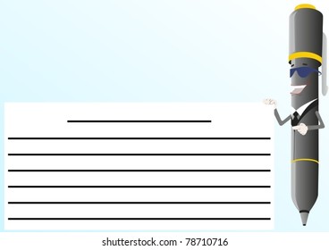 Ballpoint pen and lined sheet of paper on which you can place your text.