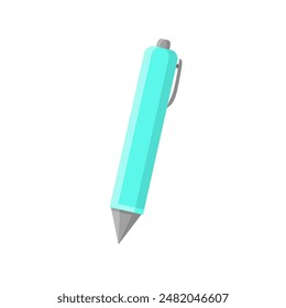 ballpoint pen on white background, school supplies illustration 