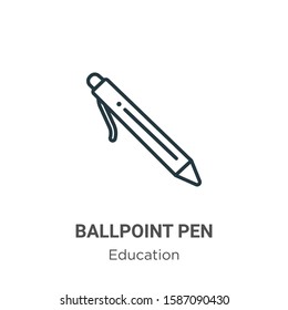 Ballpoint pen outline vector icon. Thin line black ballpoint pen icon, flat vector simple element illustration from editable education concept isolated on white background
