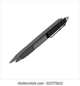 ballpoint pen with shadow on white background