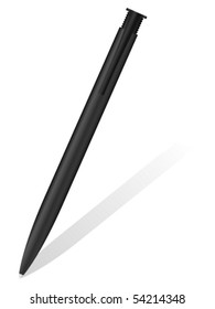 Ballpoint pen and shadow on a white background. Vector illustration.