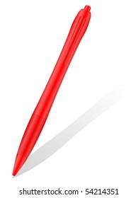 Ballpoint pen and shadow on a white background. Vector illustration.