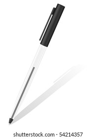 Ballpoint pen and shadow on a white background. Vector illustration.