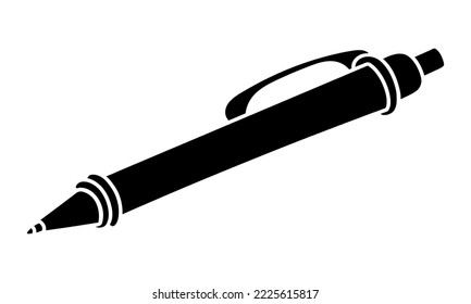 Ballpoint pen silhouette vector illustration. Isolated on white background