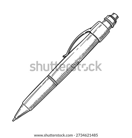 Ballpoint pen vector line art hand drawn illustration