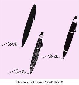 ballpoint pen vector silhouette isolated