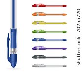 Ballpoint pens on a white background. Vector illustration #1
