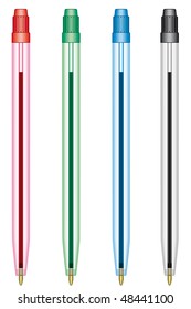 Ballpoint pens on a white background