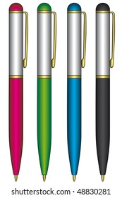 Ballpoint pens on a white background