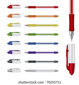Ballpoint pens on a white background. Vector illustration #4