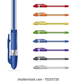 Ballpoint pens on a white background. Vector illustration #1