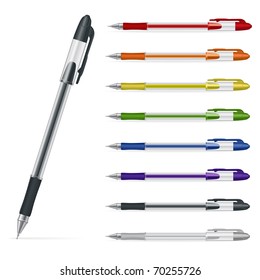 Ballpoint pens on a white background. Vector illustration #2