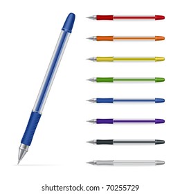Ballpoint pens on a white background. Vector illustration #3