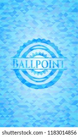 Ballpoint realistic light blue emblem. Mosaic background