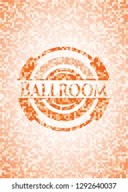 Ballroom abstract orange mosaic emblem with background