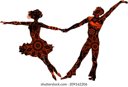 Ballroom couple silhouettes on a transparent background