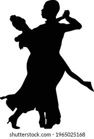 ballroom dance couple black silhouette on white background