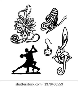 ballroom dance icon illustration isolated graphic vector ink hand made