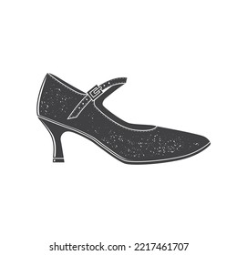 Ballroom dance shoes icon silhouette. Vector illustration. Shoes for dance classes.