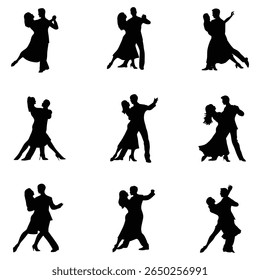 Ballroom Dance Silhouette Vector, Stock Image Silhouette, Isolated on White Background