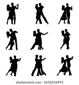 Ballroom Dance Silhouette Vector, Stock Image Silhouette, Isolated on White Background