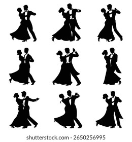 Ballroom Dance Silhouette Vector, Stock Image Silhouette, Isolated on White Background