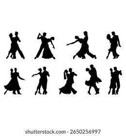 Ballroom Dance Silhouette Vector, Stock Image Silhouette, Isolated on White Background