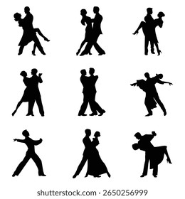Ballroom Dance Silhouette Vector, Stock Image Silhouette, Isolated on White Background