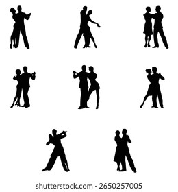 Ballroom Dance Silhouette Vector, Stock Image Silhouette, Isolated on White Background