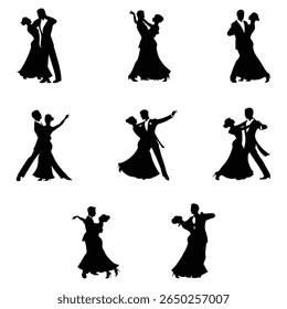 Ballroom Dance Silhouette Vector, Stock Image Silhouette, Isolated on White Background