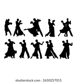 Ballroom Dance Silhouette Vector, Stock Image Silhouette, Isolated on White Background