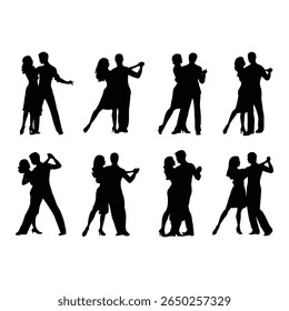 Ballroom Dance Silhouette Vector, Stock Image Silhouette, Isolated on White Background