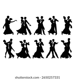 Ballroom Dance Silhouette Vector, Stock Image Silhouette, Isolated on White Background