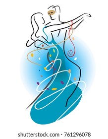 Ballroom Dancers Couple.
Stylized illustration of Young couple dancing ballroom dance. Vector available.