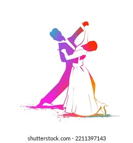 Ballroom dancing. Dancing couple. Vector illustration