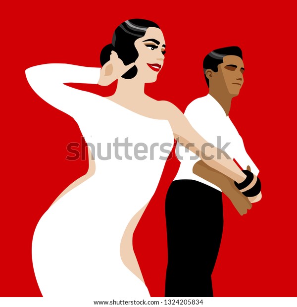 Ballroom Dancing Dancing Couple Woman White Stock