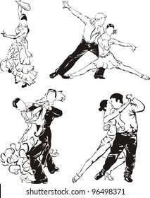 ballroom dancing - dancers silhouettes