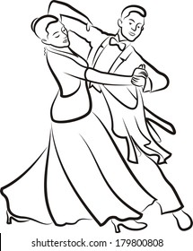 ballroom dancing - outlines of dancing couple