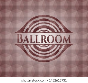 Ballroom red badge with geometric pattern. Seamless.