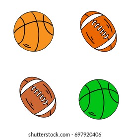 Balls American football and handball, on a white background.vector