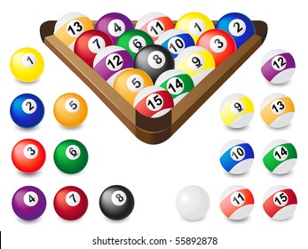 balls for billiards vector illustration