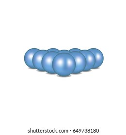 Balls in blue design standing in formation