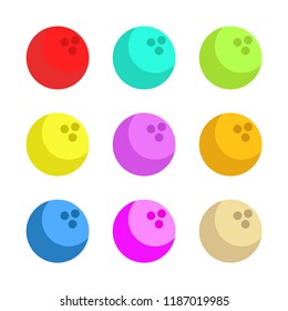 Balls for bowling. A colorful set of bowling balls. Vector illustration. EPS 10.