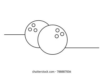 Balls for bowling, drawn by a line on a white background. logo, business card, vector drawing by hand