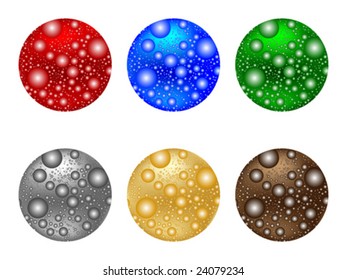 balls with bubbles different colors