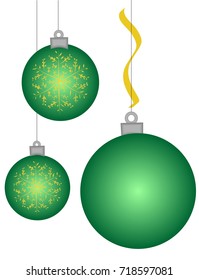 Balls Christmas green on a white background