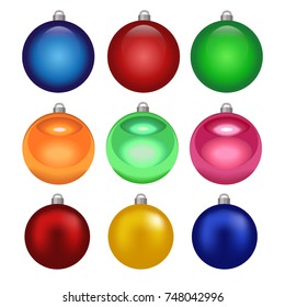 balls, Christmas ornaments, set different colors