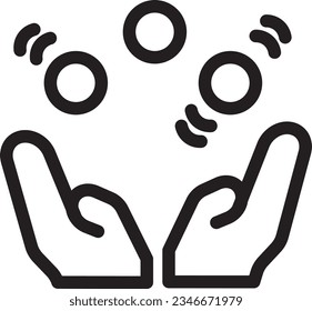 Balls Circus Hand Outline Icon